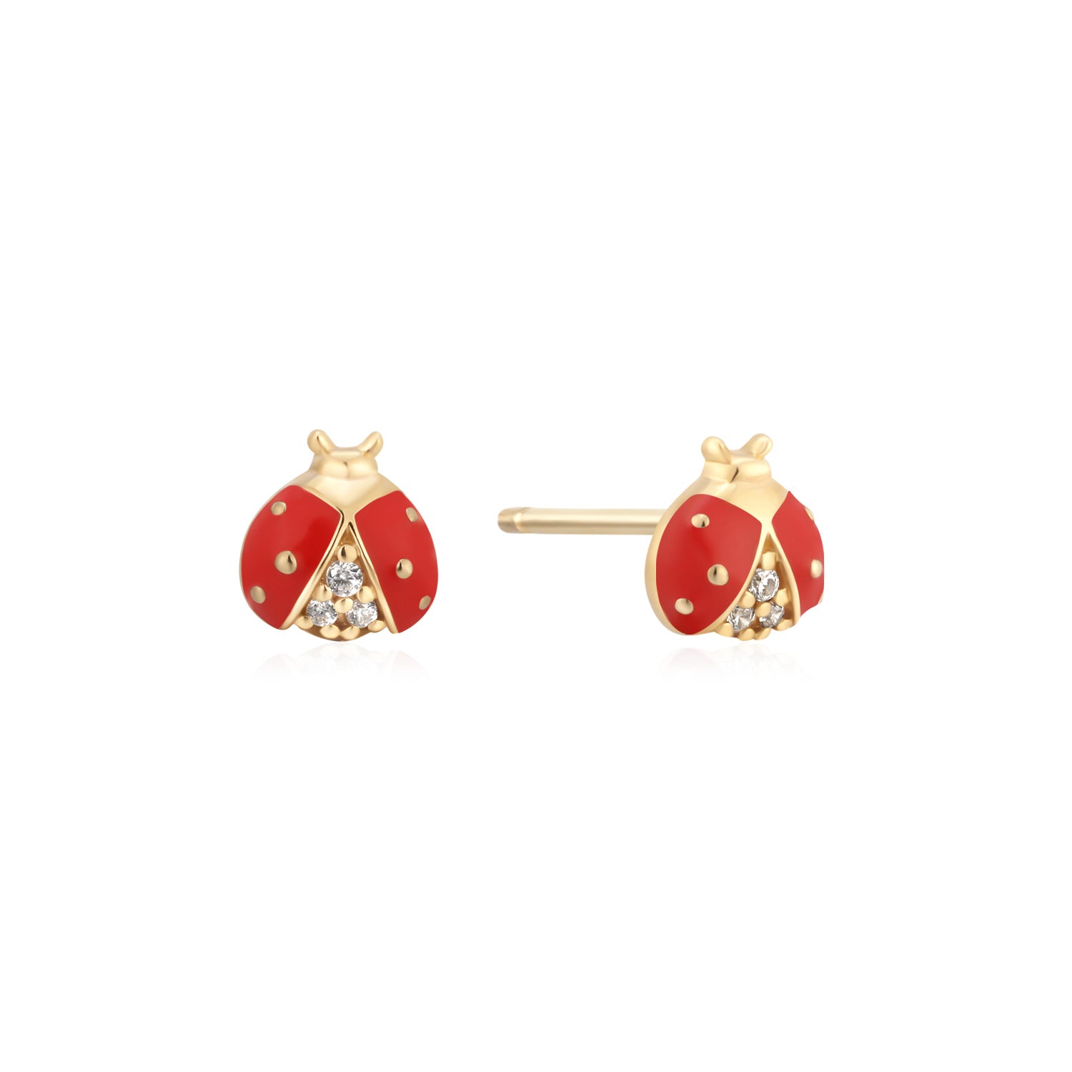 Lucky Ladybug Diamond Enamel Stud Earring