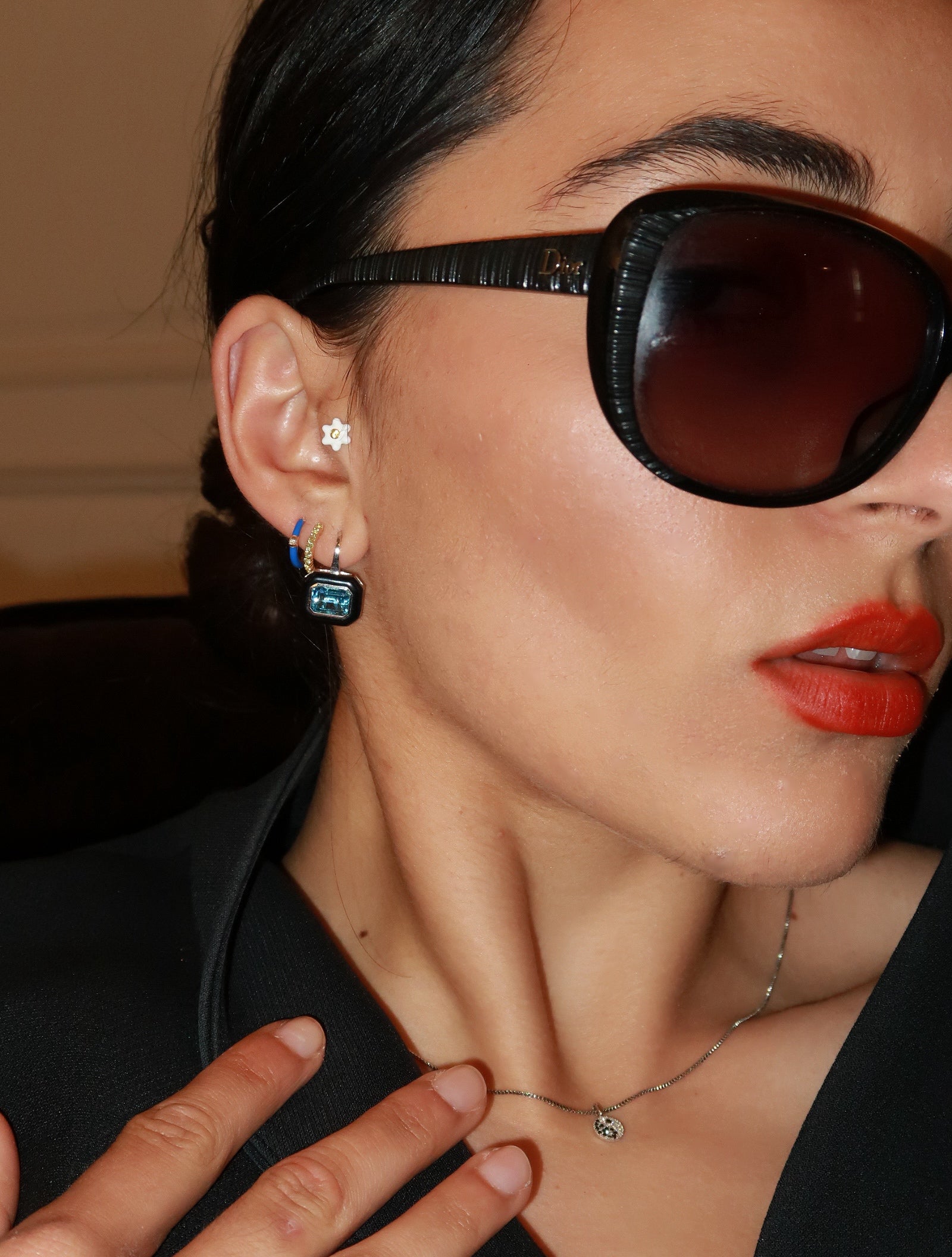 August Birthstone Huggie