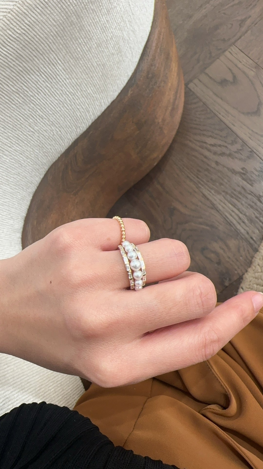 Sienna Baguette & Pearl Ring