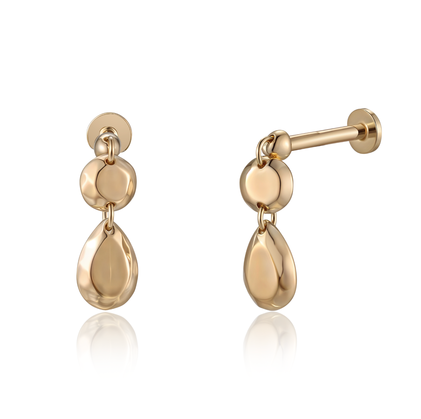 Gold Droplet Flatback Earring