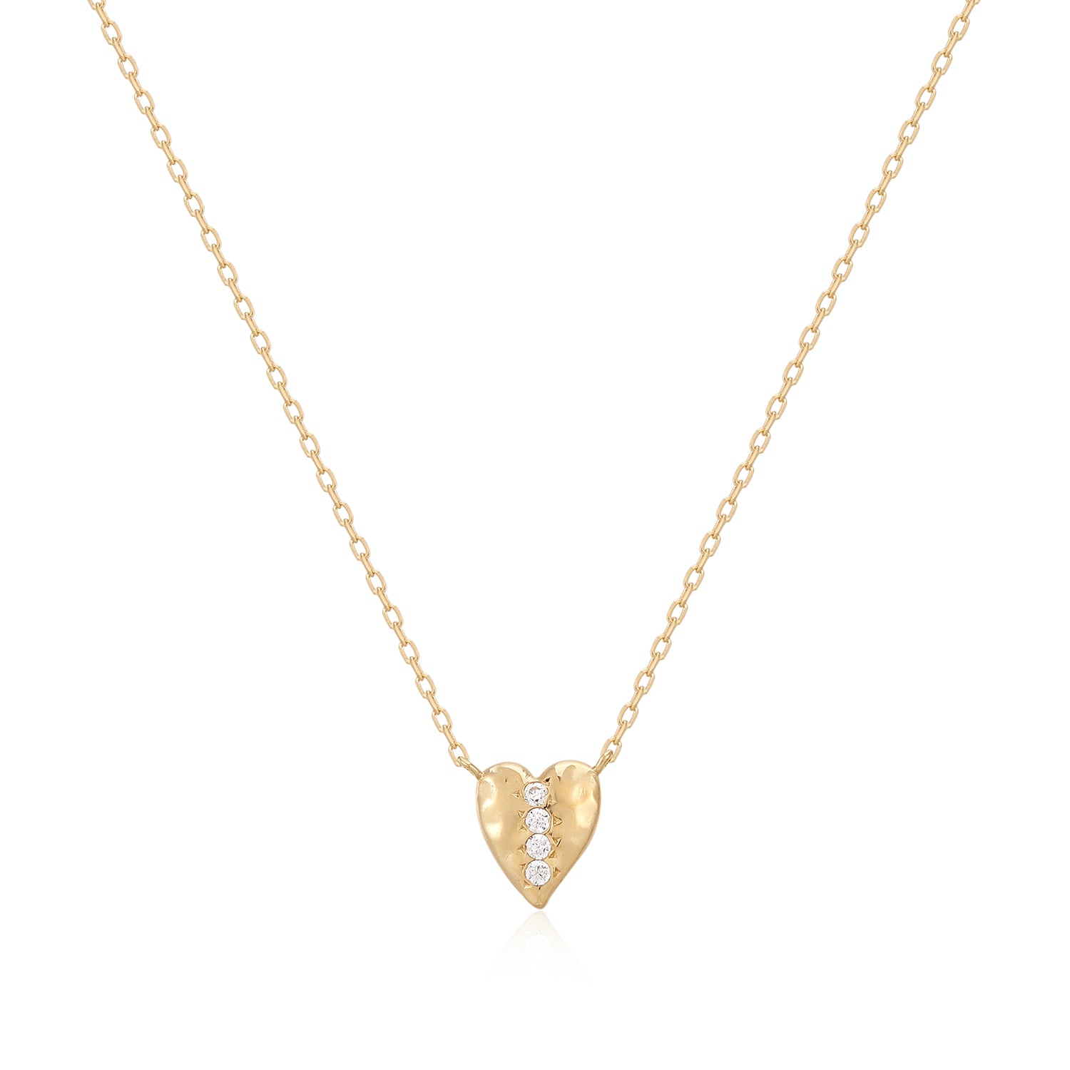 14K Solid Gold Calin Diamond Heart Necklace