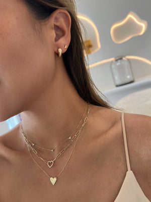 The Diamond Heart Paperclip Chain Necklace
