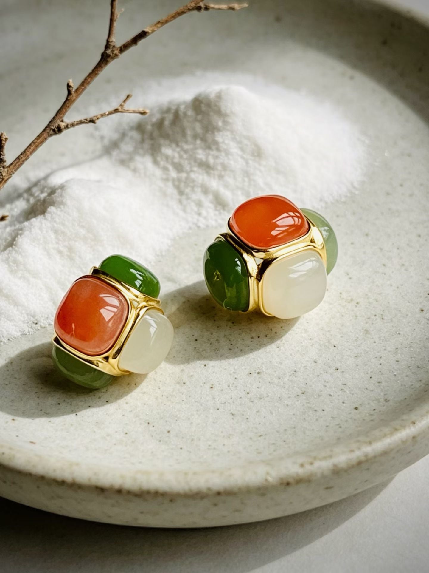 Trinity Jade Huggie Earrings