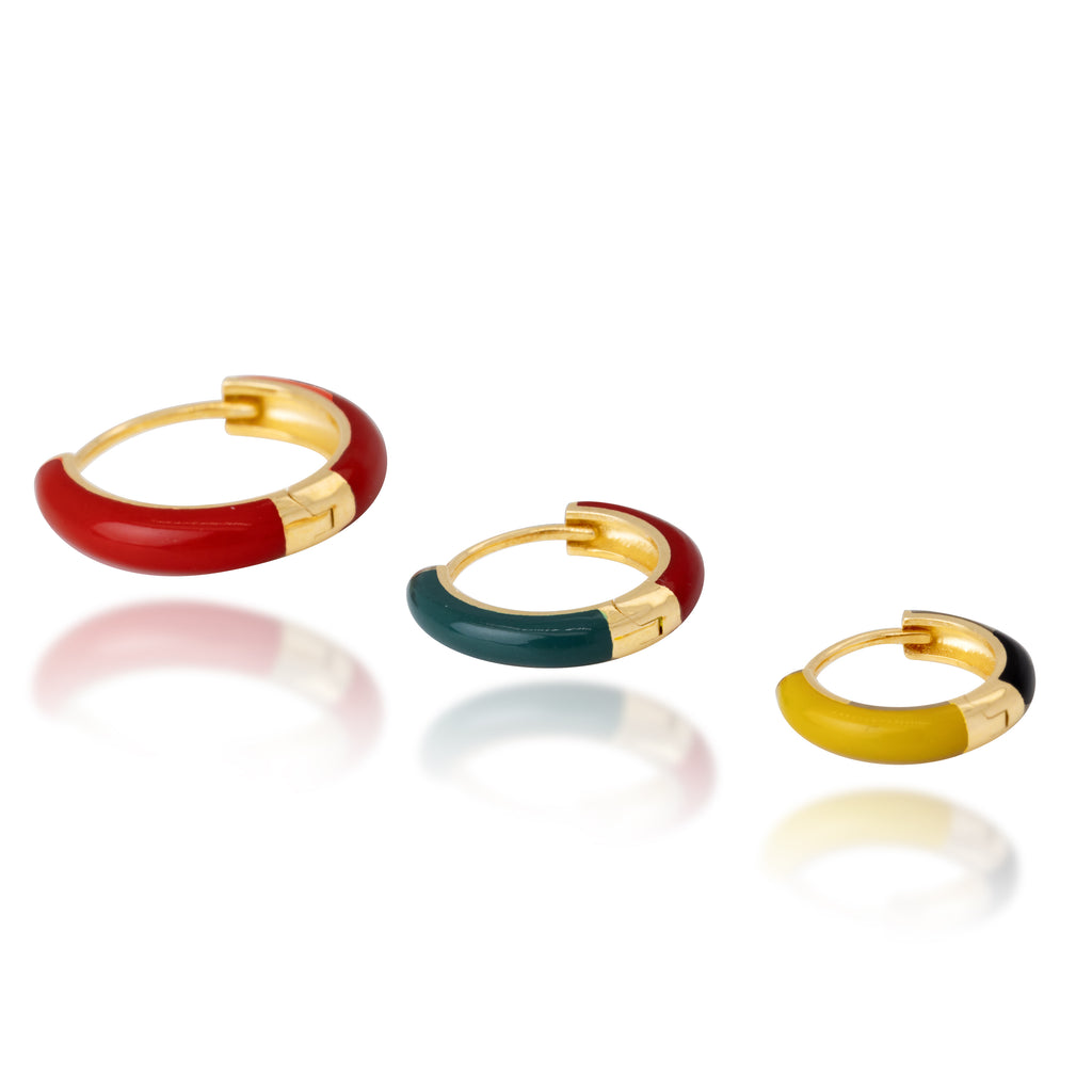 Large Enamel Huggie Earring