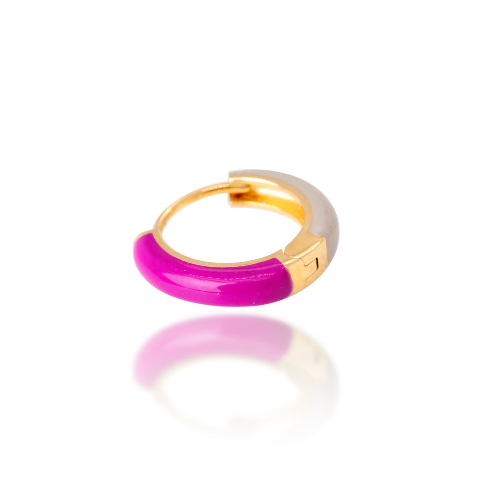 Medium Enamel Huggie Earring