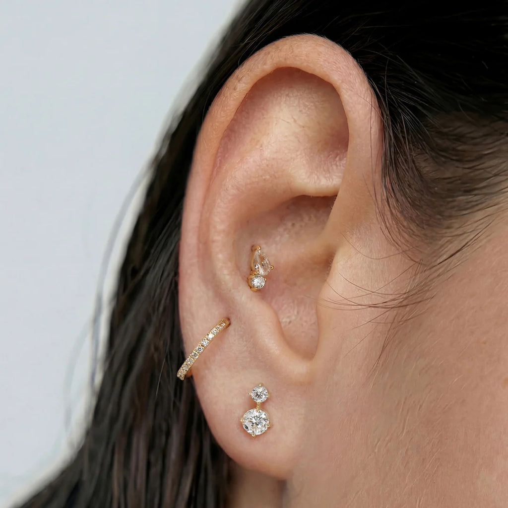 Duo Pear Flatback Earring