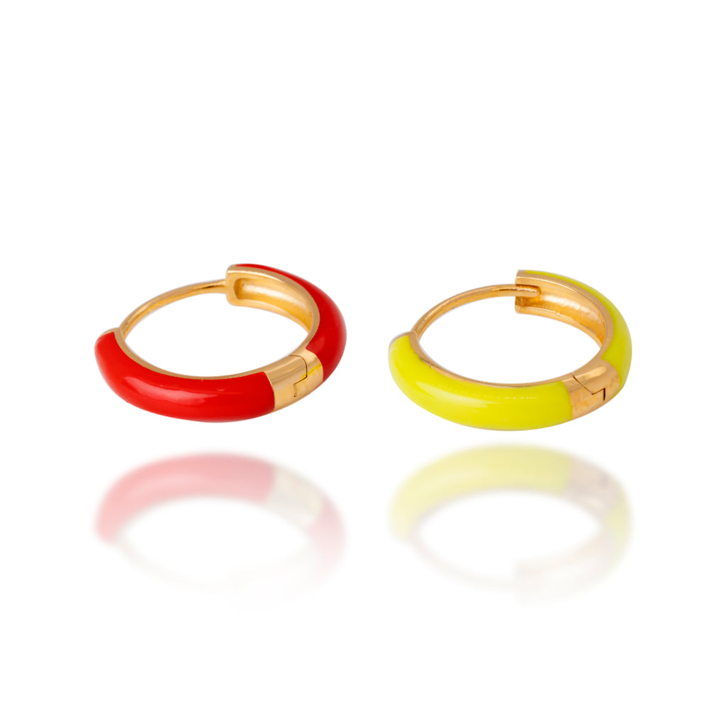 Large Enamel Huggie Earring