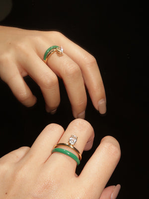 Verdant Enamel Solitaire Ring