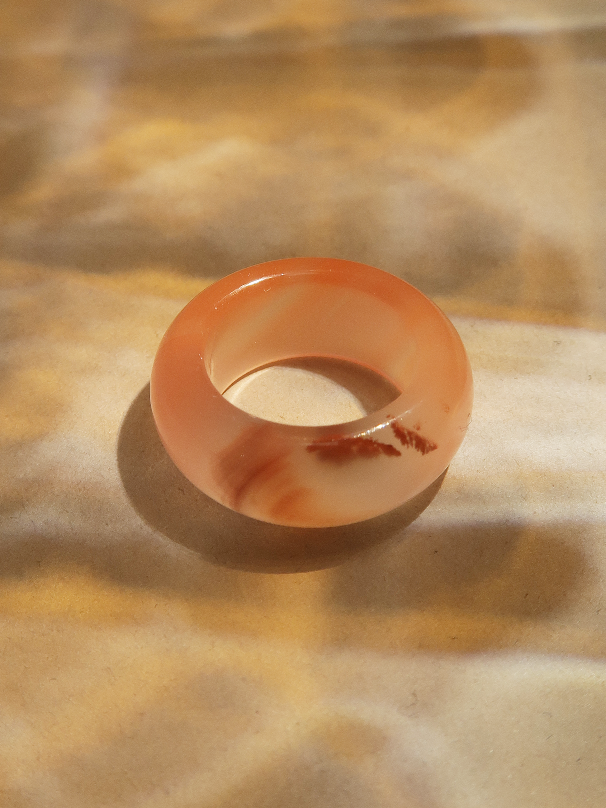 Peach Glow Jade Ring