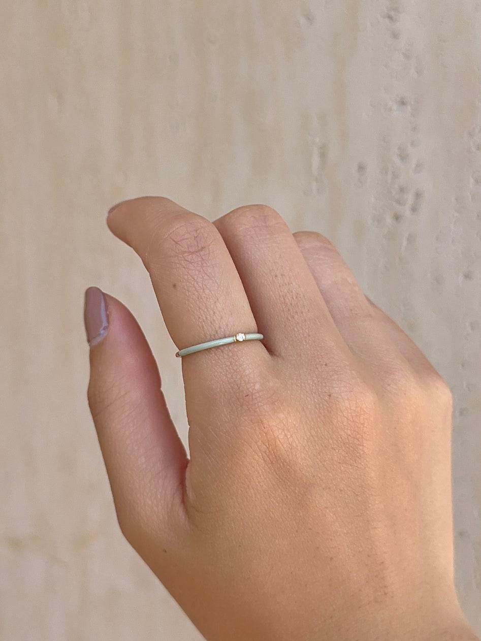 Solitaire Enamel Ring in Solid Gold