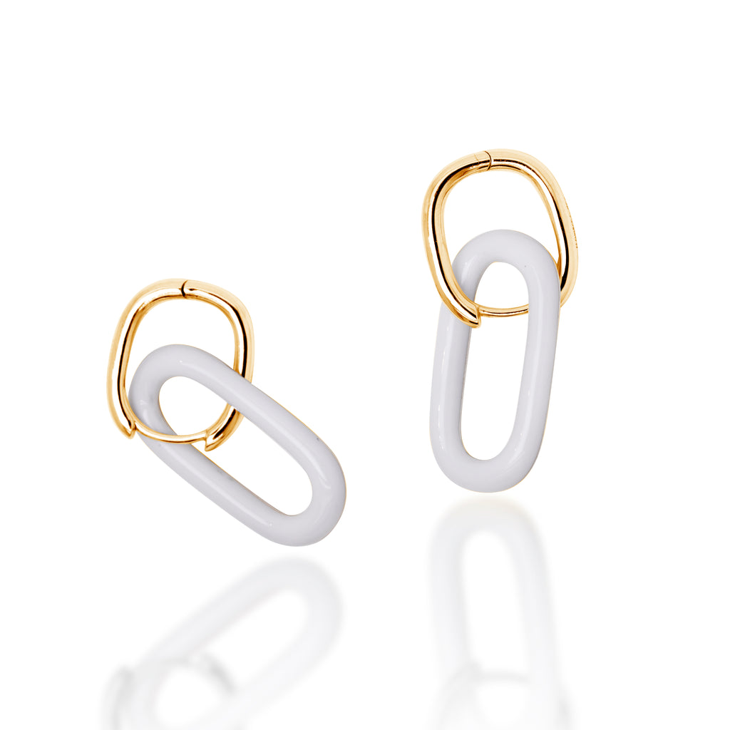 Minimalist Oval Enamel Earrings