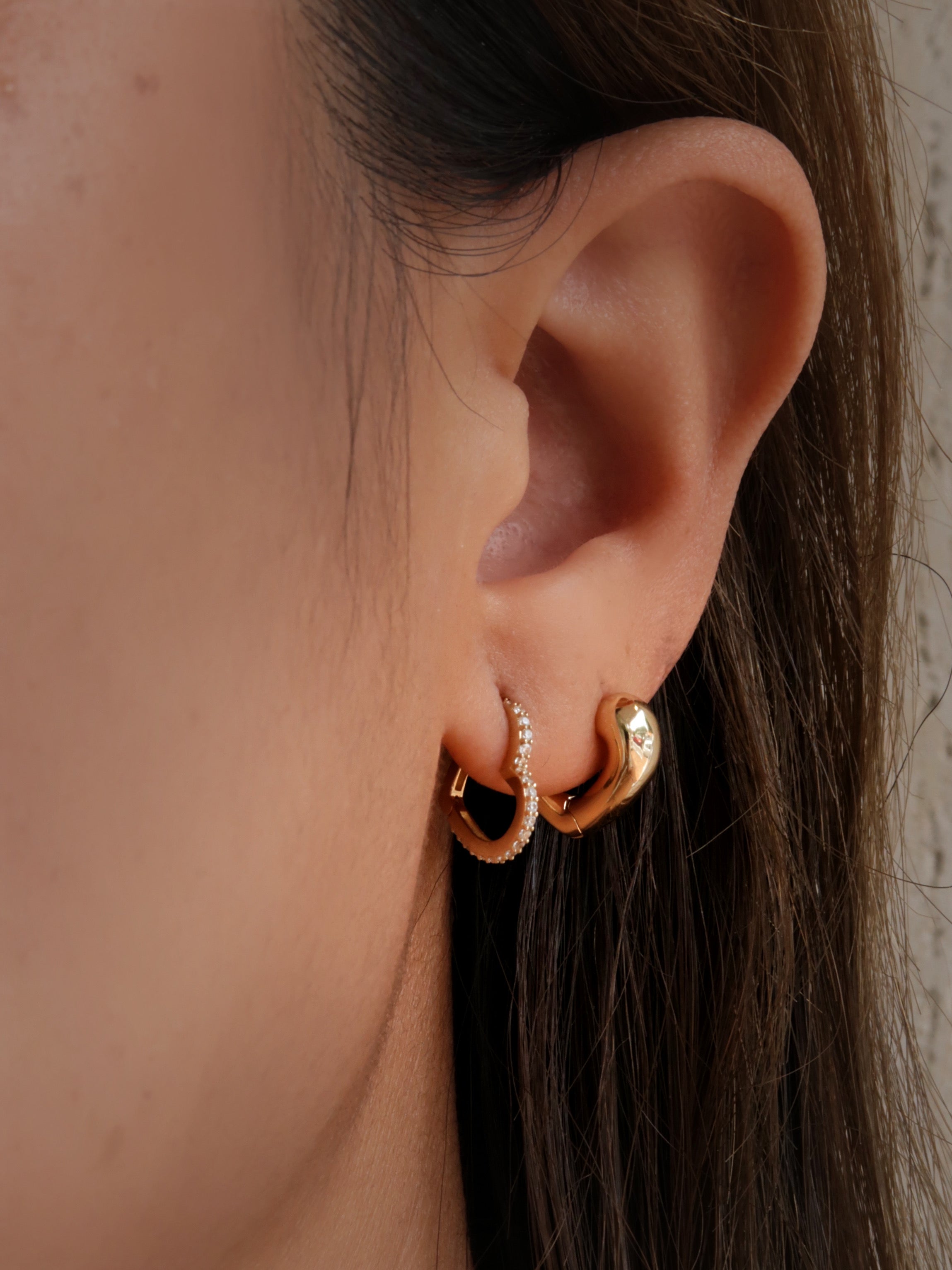 Diamond Heart Earring in Solid Gold