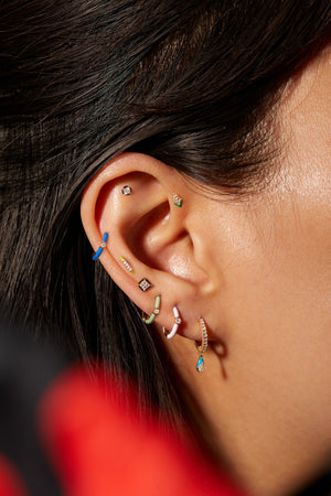Enamel Round Huggie Earring