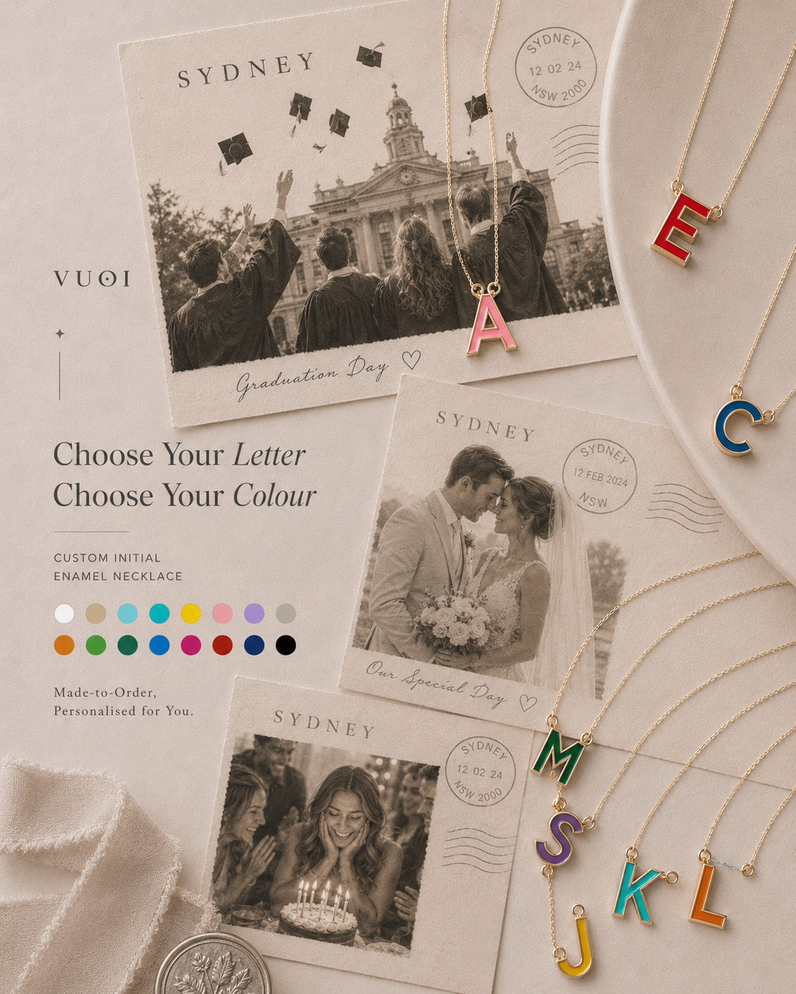 Initial Enamel Necklace