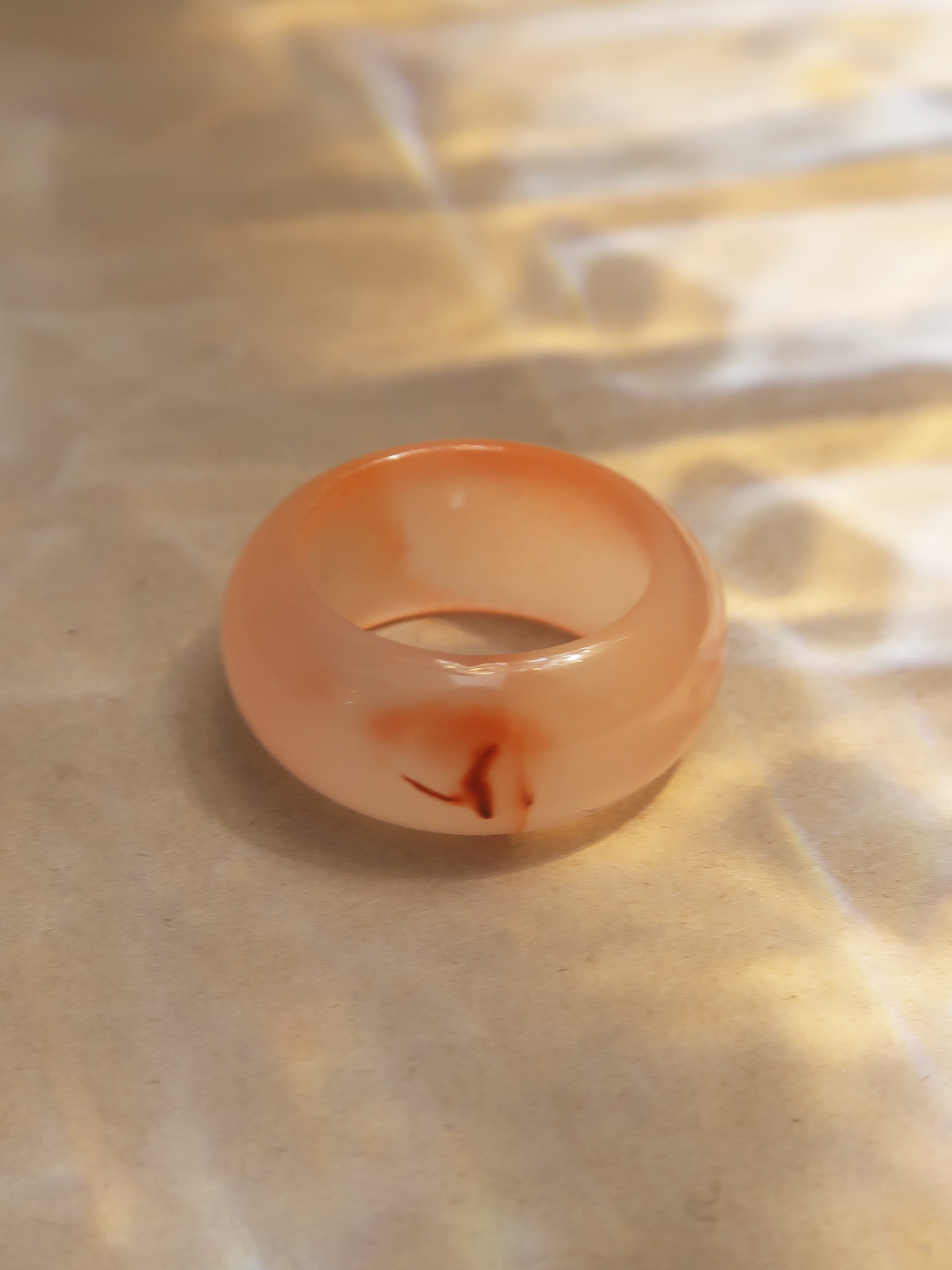 Peach Glow Jade Ring