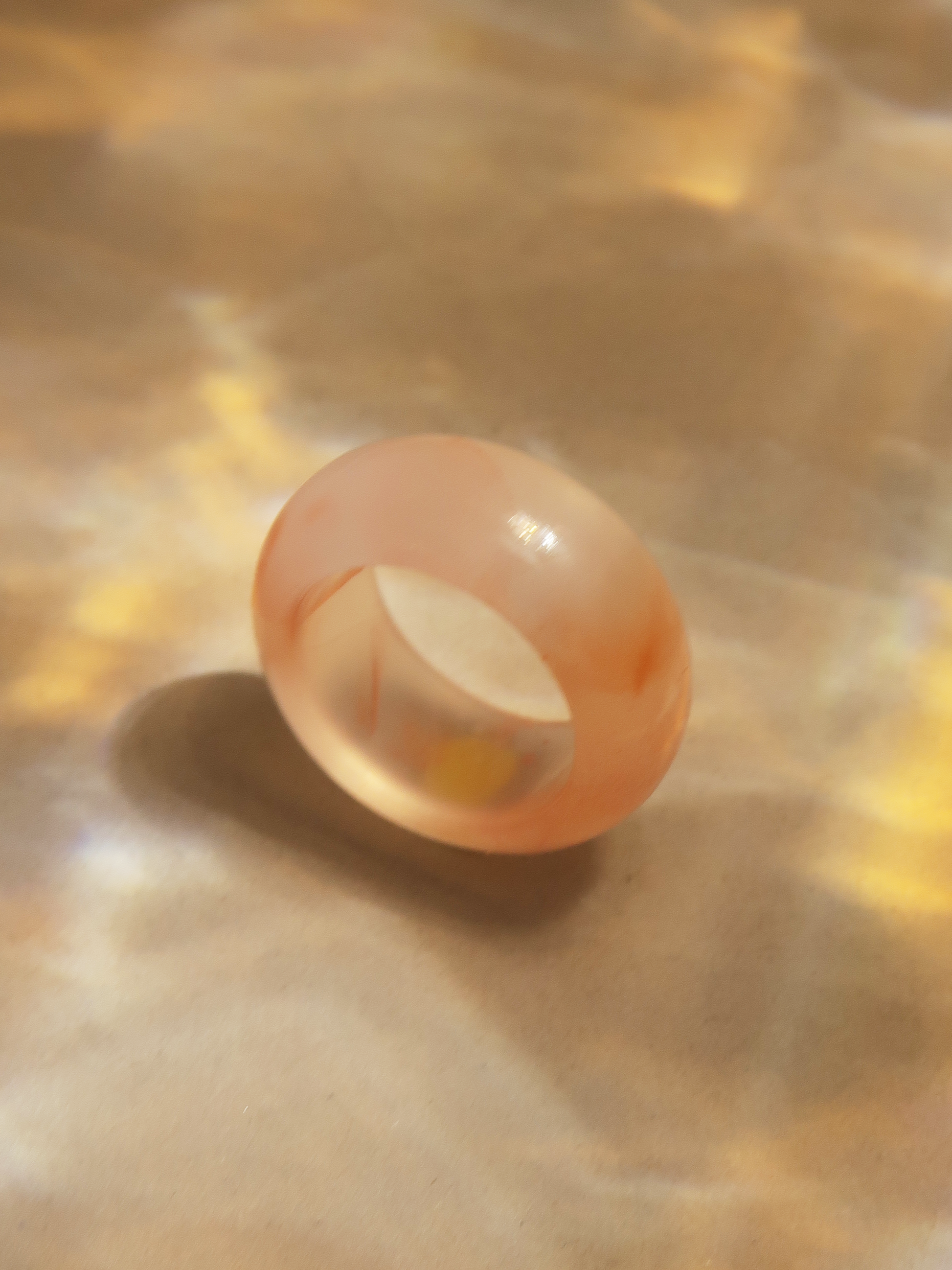 Peach Glow Jade Ring