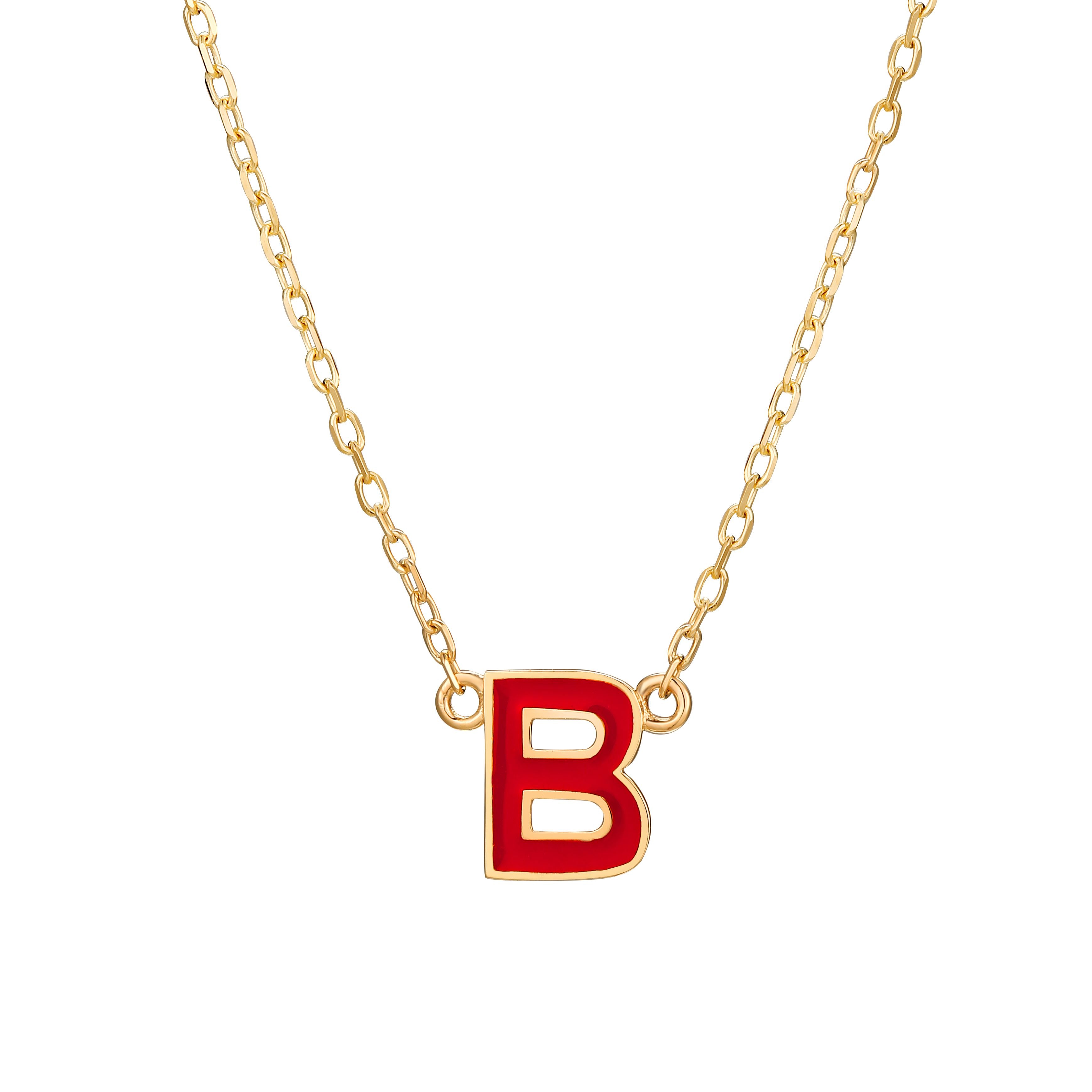 Initials Enamel Necklace in Solid Gold