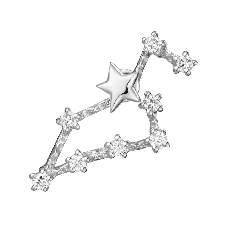 Star Sign Stud Earring in Solid Gold - Leo