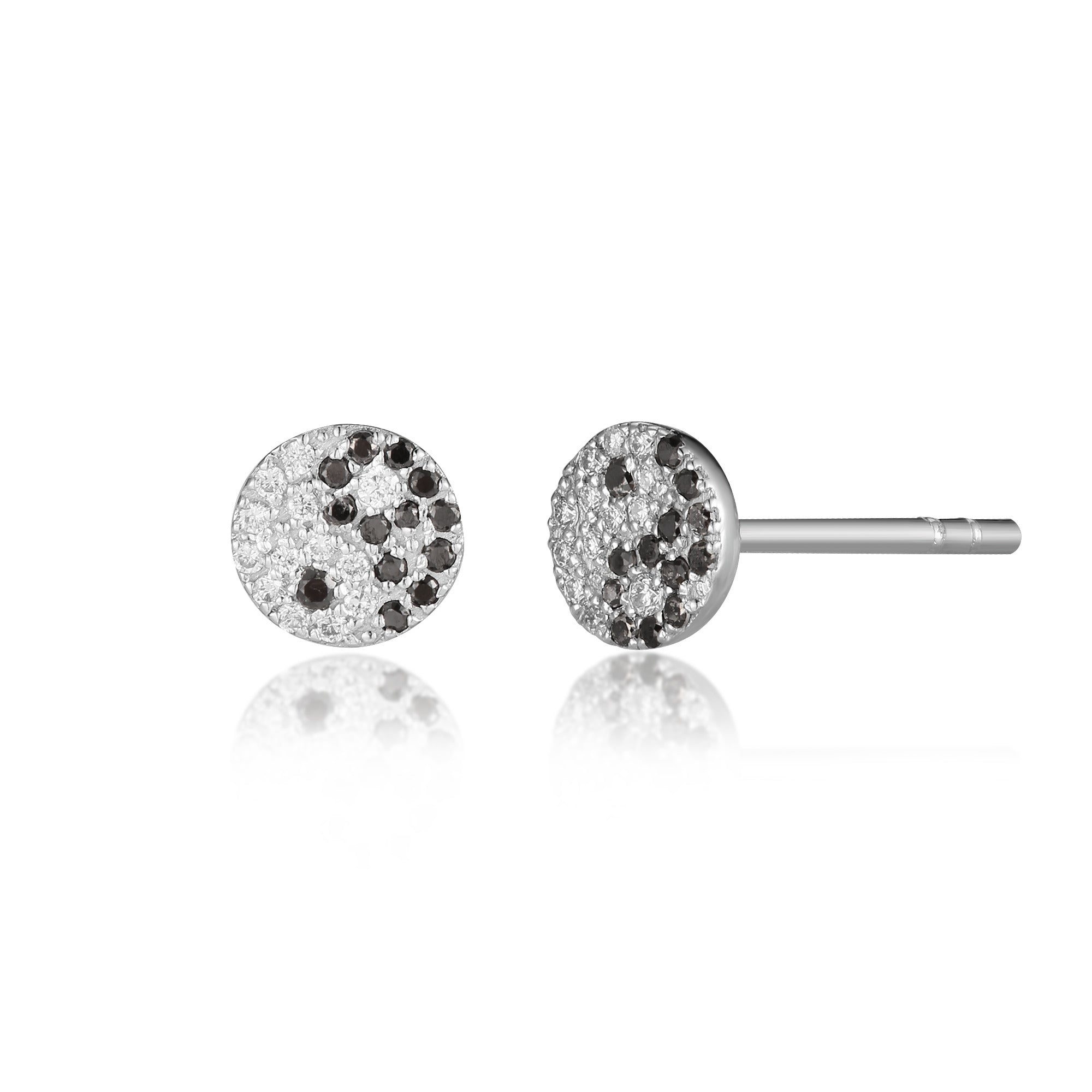 Yin Yang Diamond Stud Earring in Solid Gold