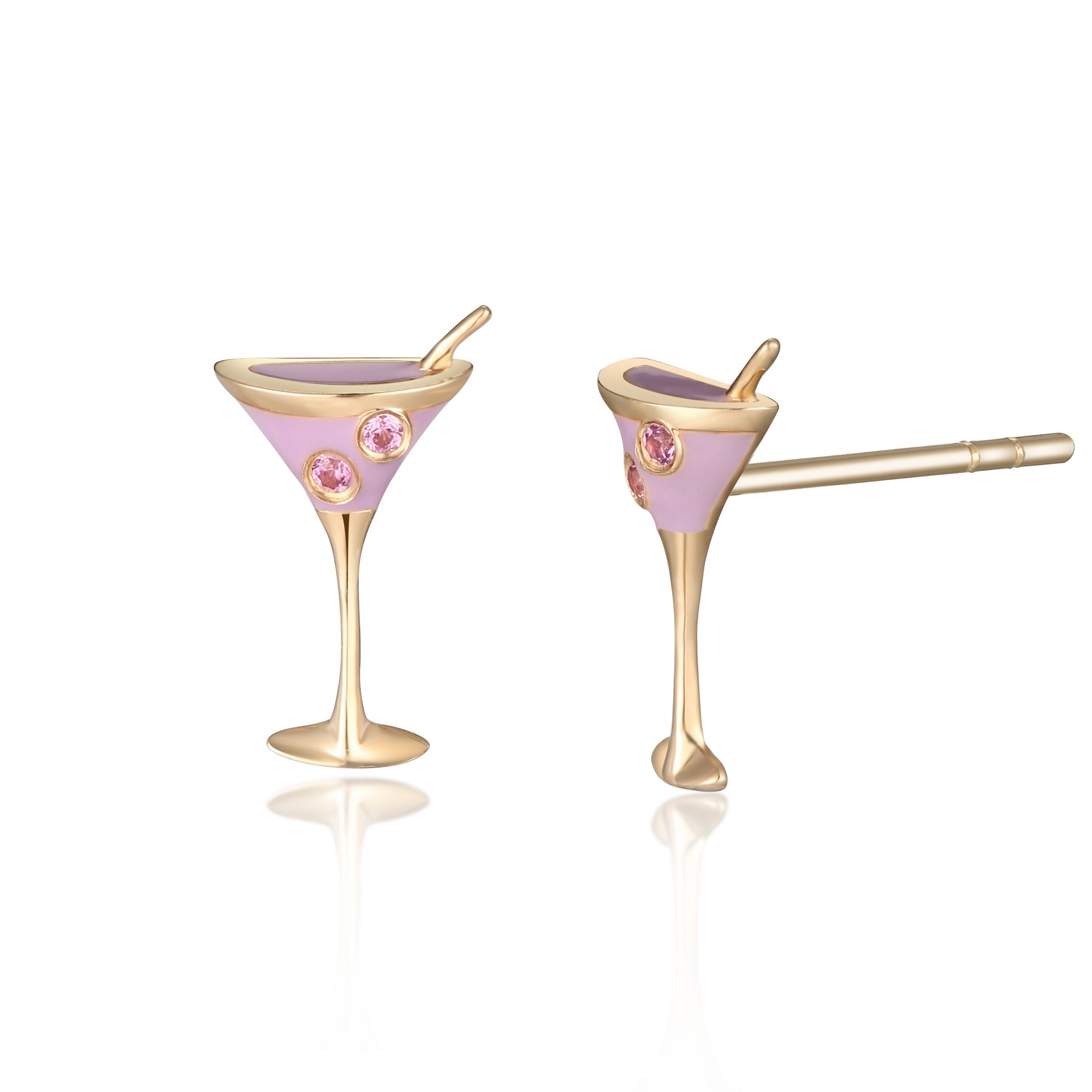 Martini Enamel Stud Earring in Solid Gold