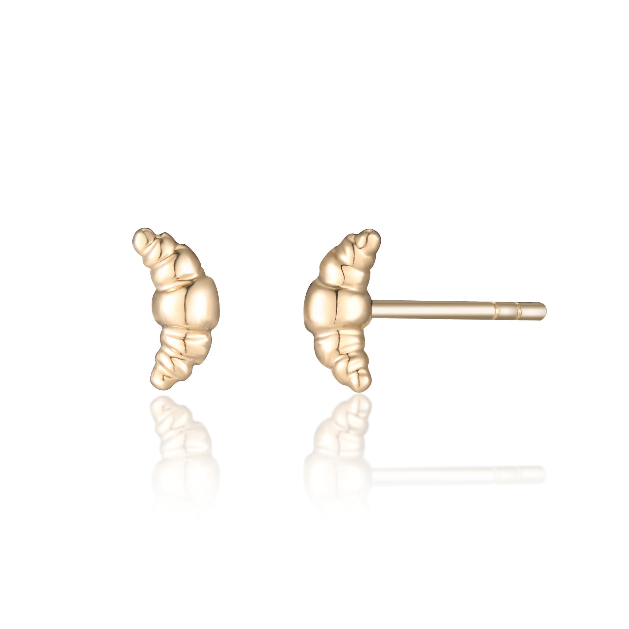 Petite Croissant Stud Earring in Solid Gold