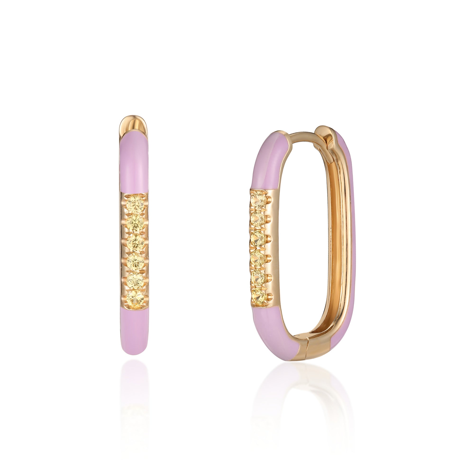 Lilac Glow Huggie Earring in Solid Gold