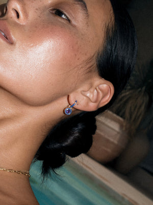 Enamel Round Huggie Earring