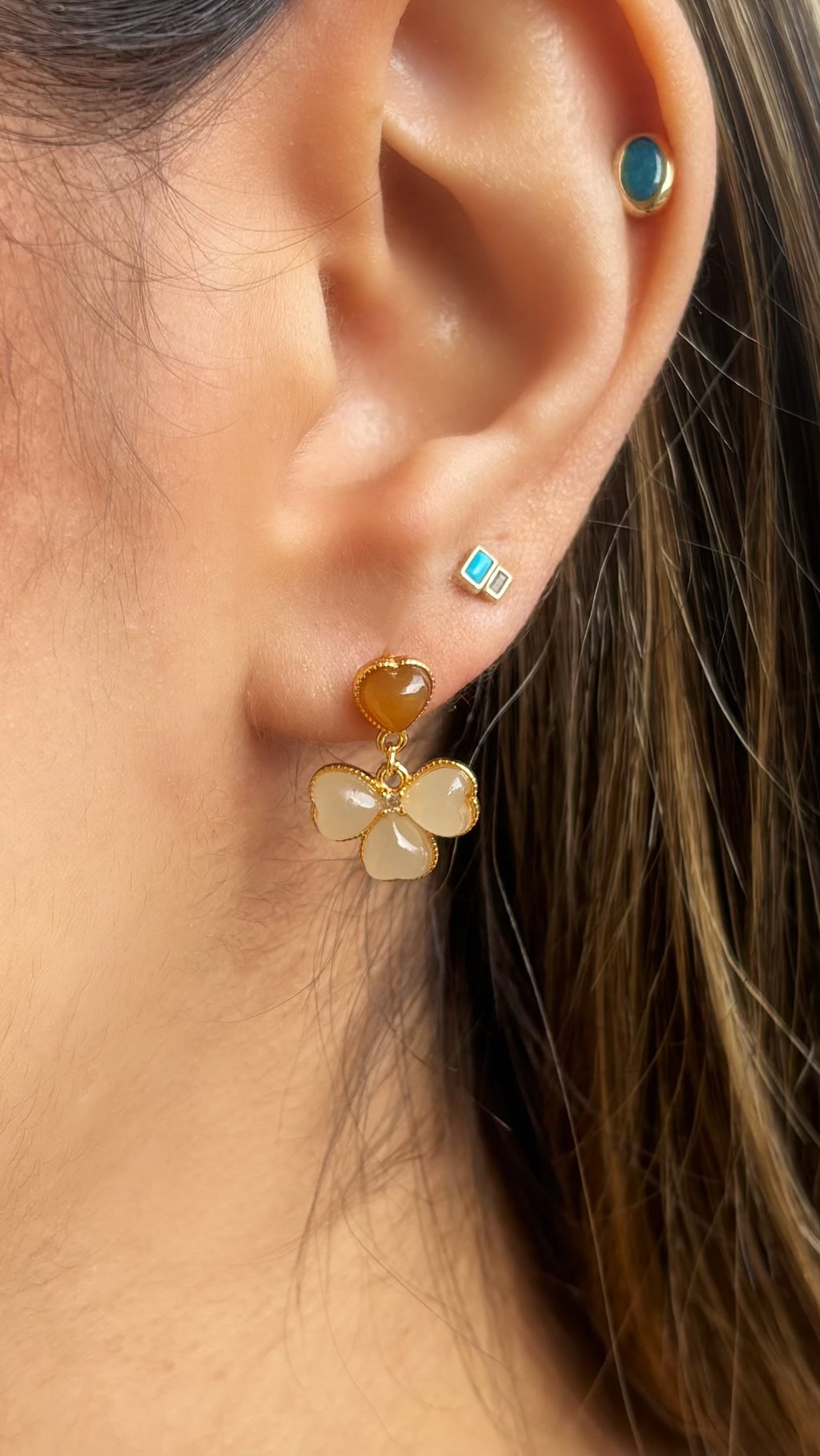 Honey Jade Clover Earrings