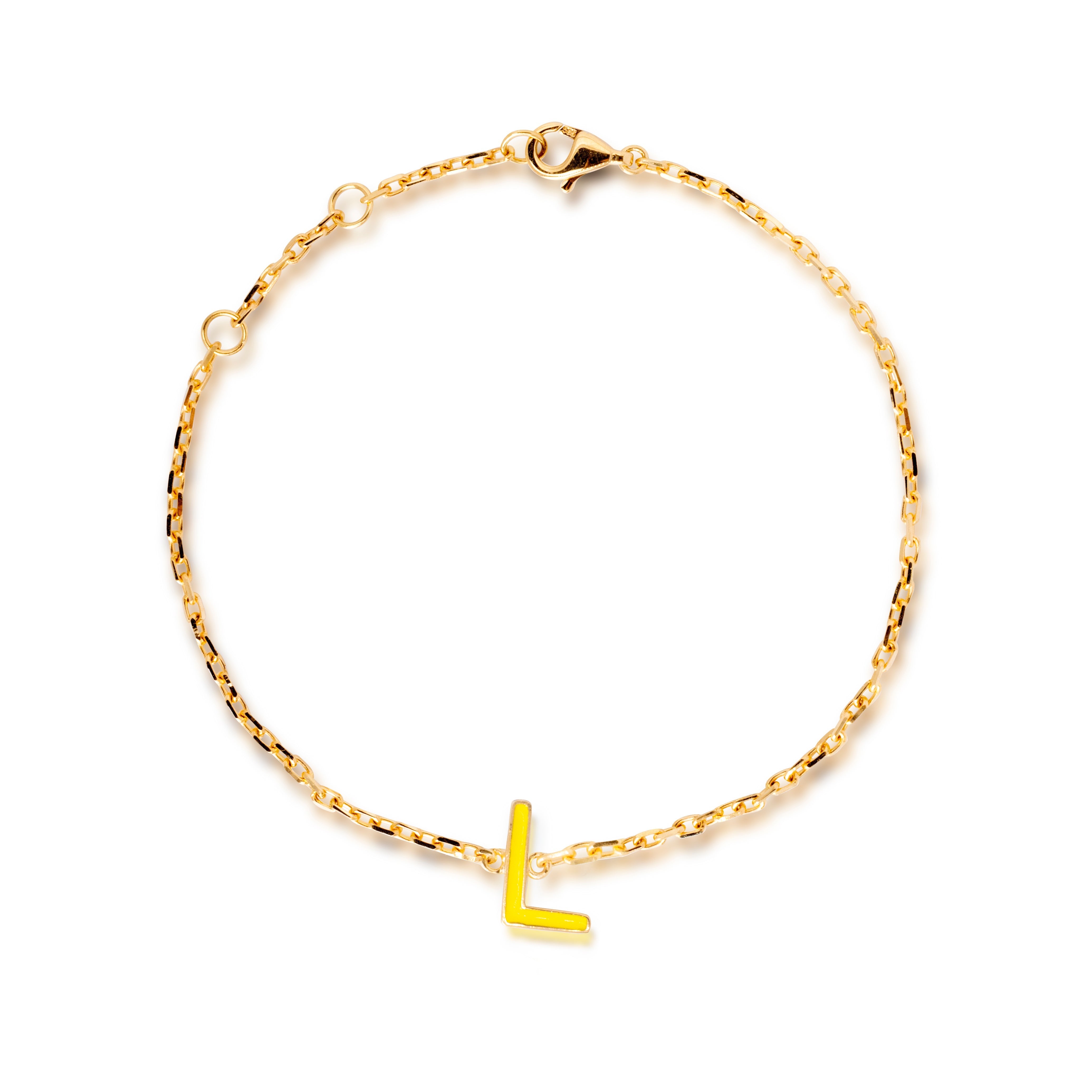 Large Initial Bracelet in Solid Gold