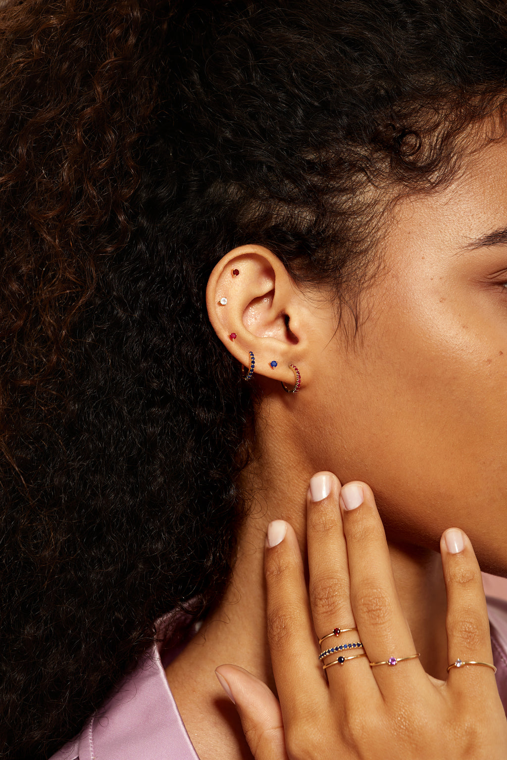 September Birthstone Sapphire Huggie Earring