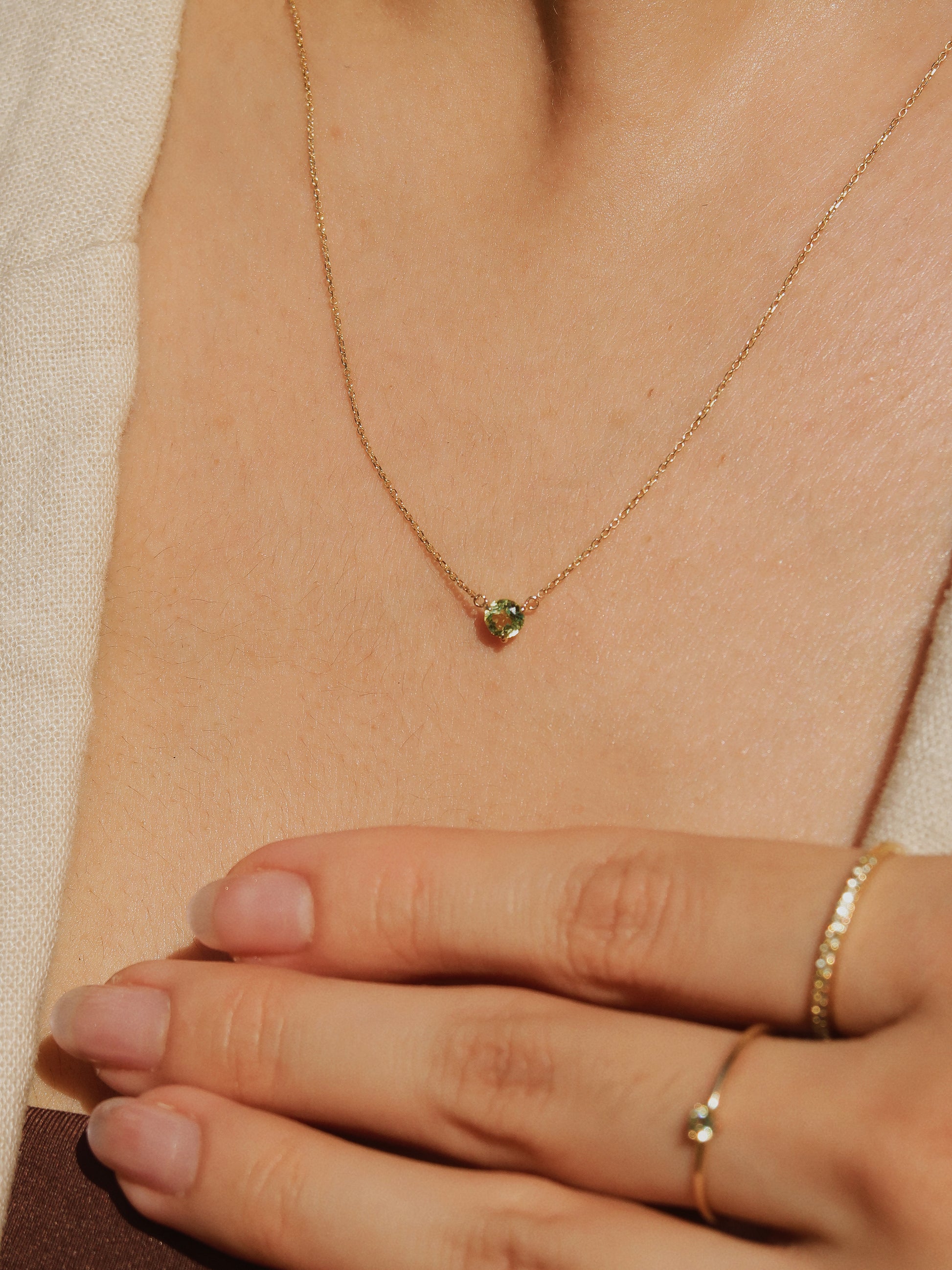 August Birthstone Peridot Solitaire Necklace