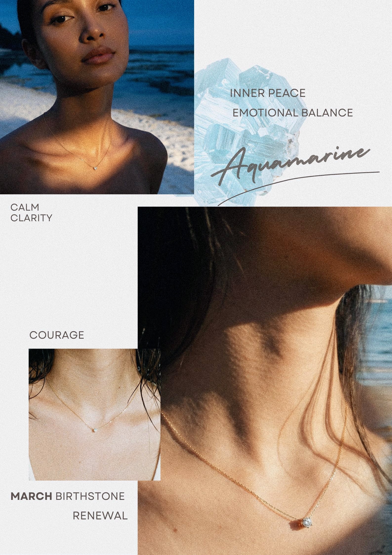 March Birthstone Aquamarine Solitaire Necklace