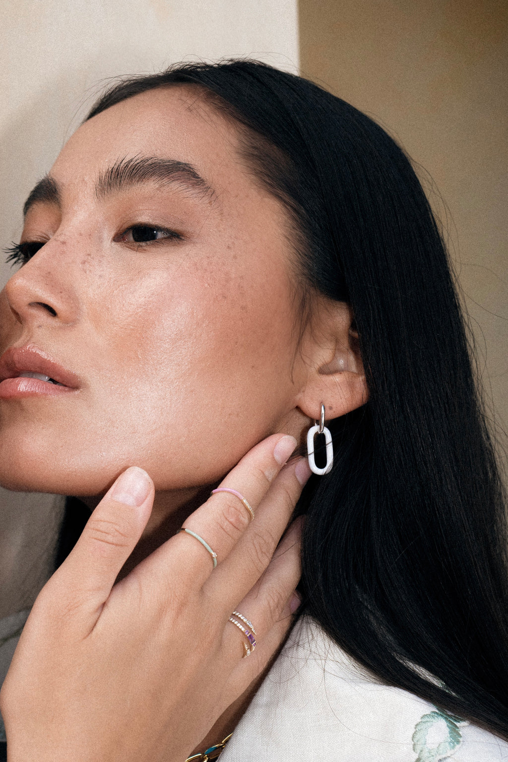 Minimalist Oval Enamel Earrings