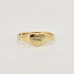 Amour Heart Signet Ring in Solid Gold