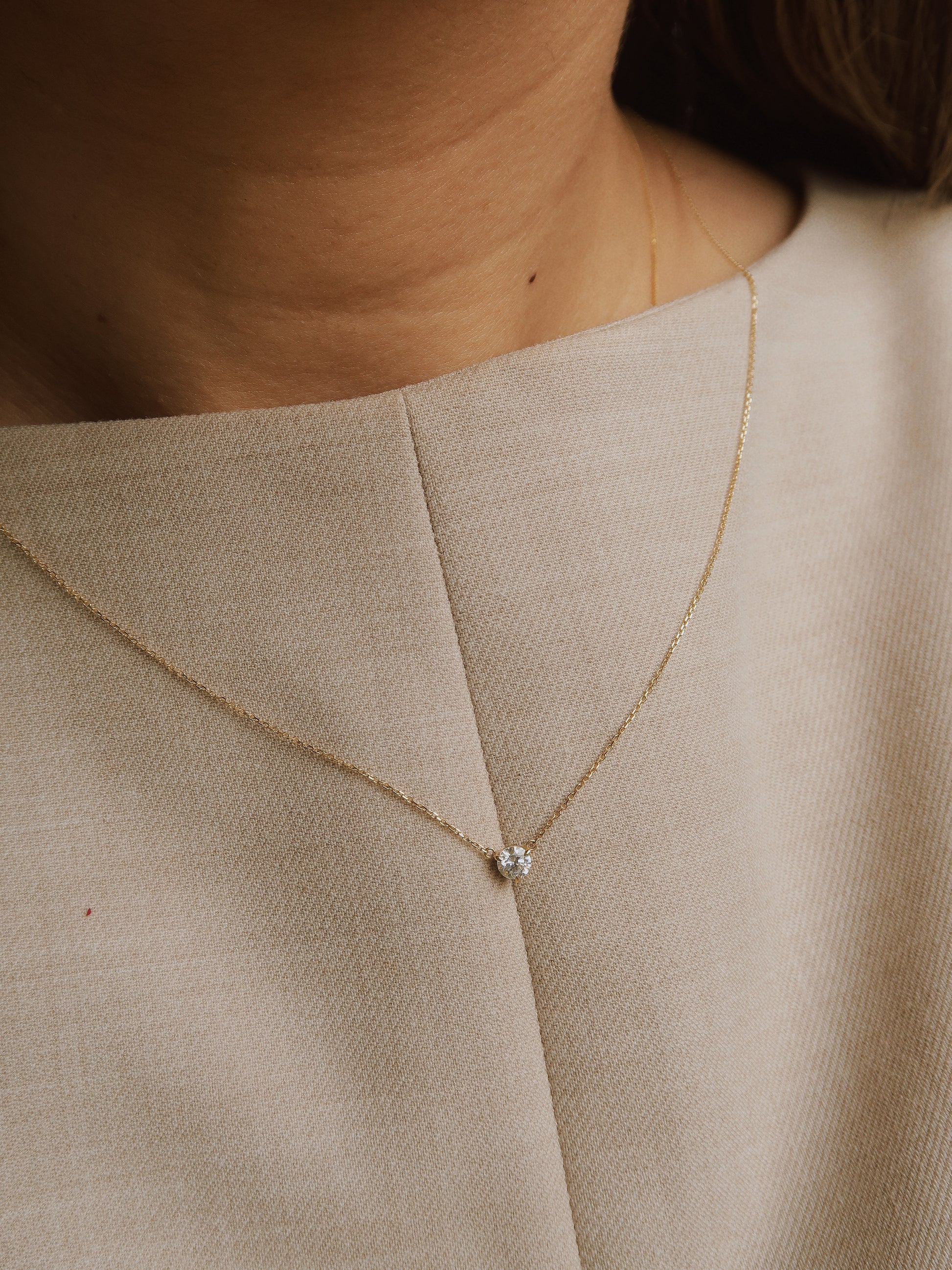 April Birthstone Diamond Solitaire Necklace