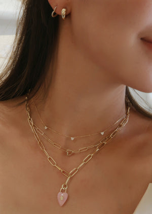Gradient Heart Paperclip Chain Necklace