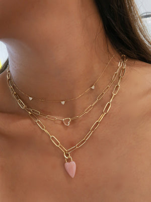 Gradient Heart Paperclip Chain Necklace
