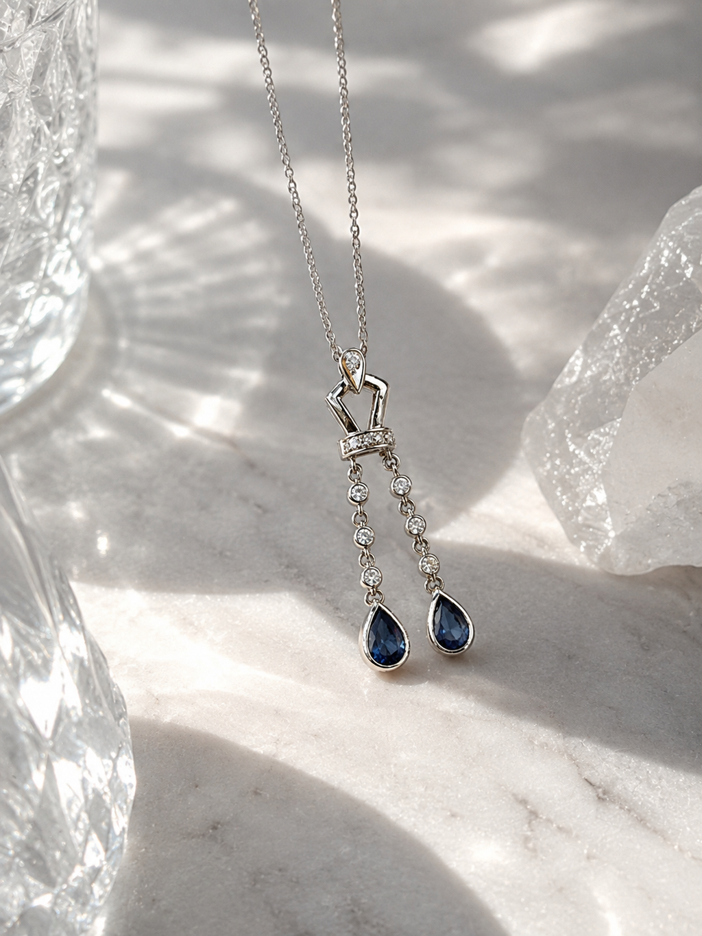 Celeste Sapphire Drop Necklace