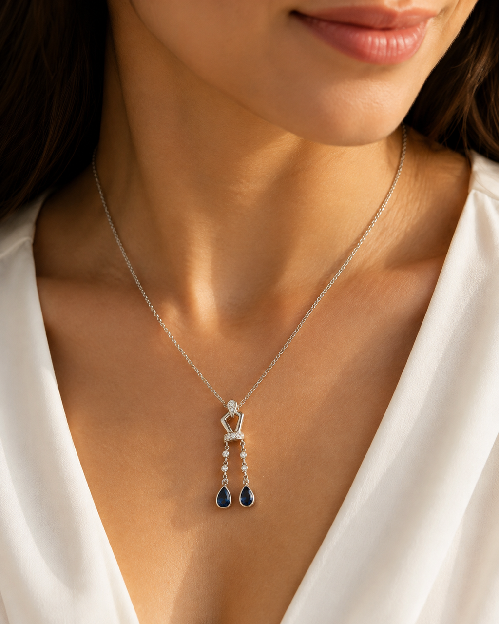 Celeste Sapphire Drop Necklace