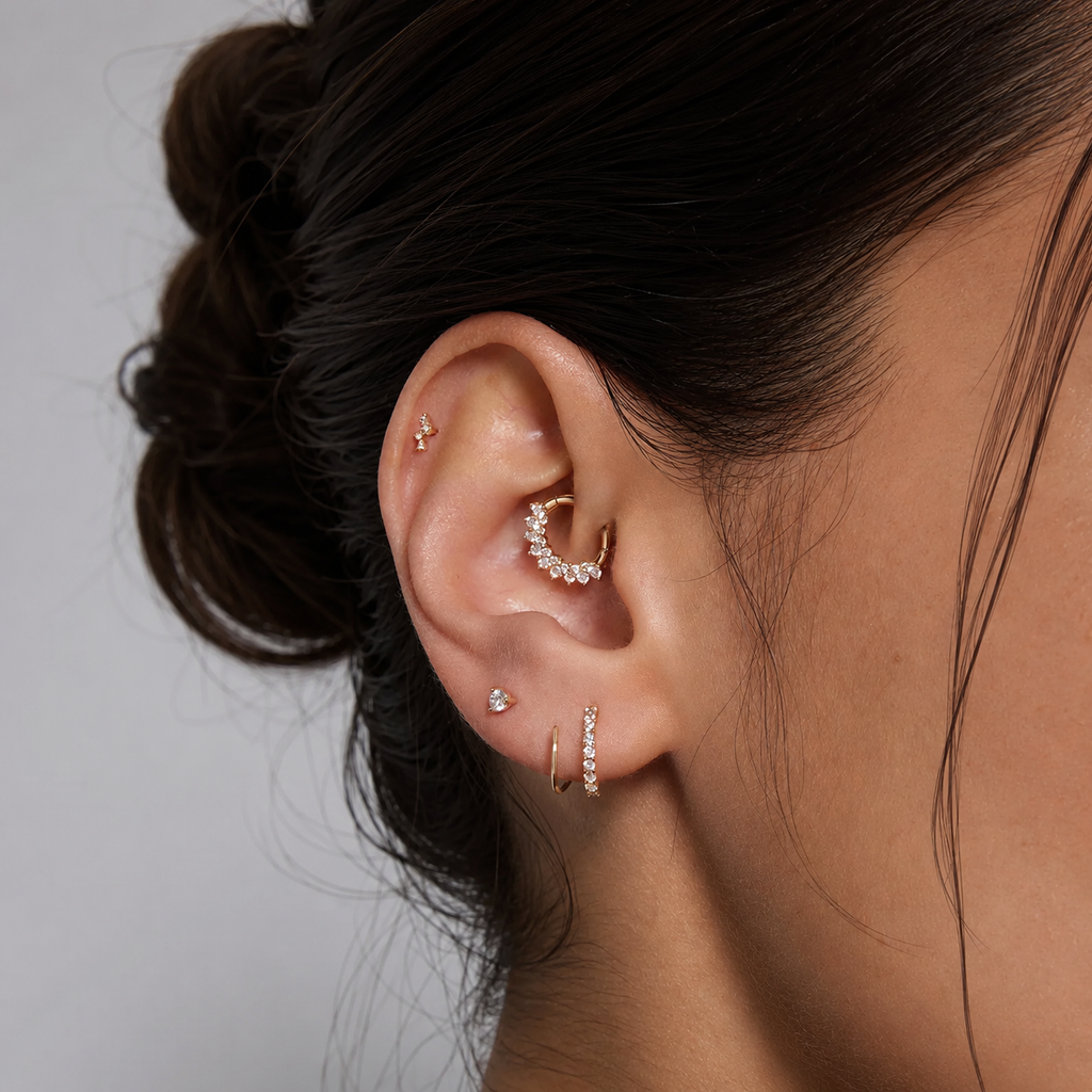 Double Fil Diamond Earrings