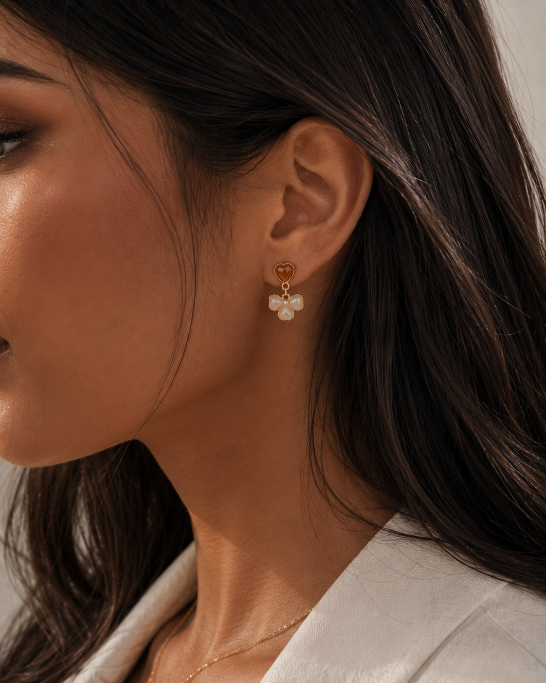 Honey Jade Clover Earrings