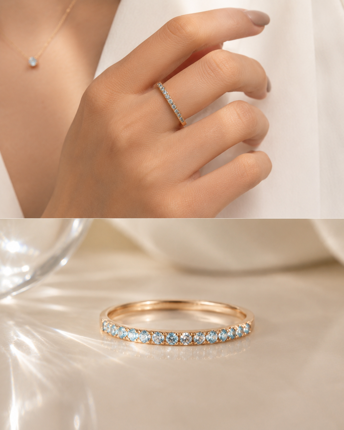 March Birthstone Aquamarine Huggie Earring