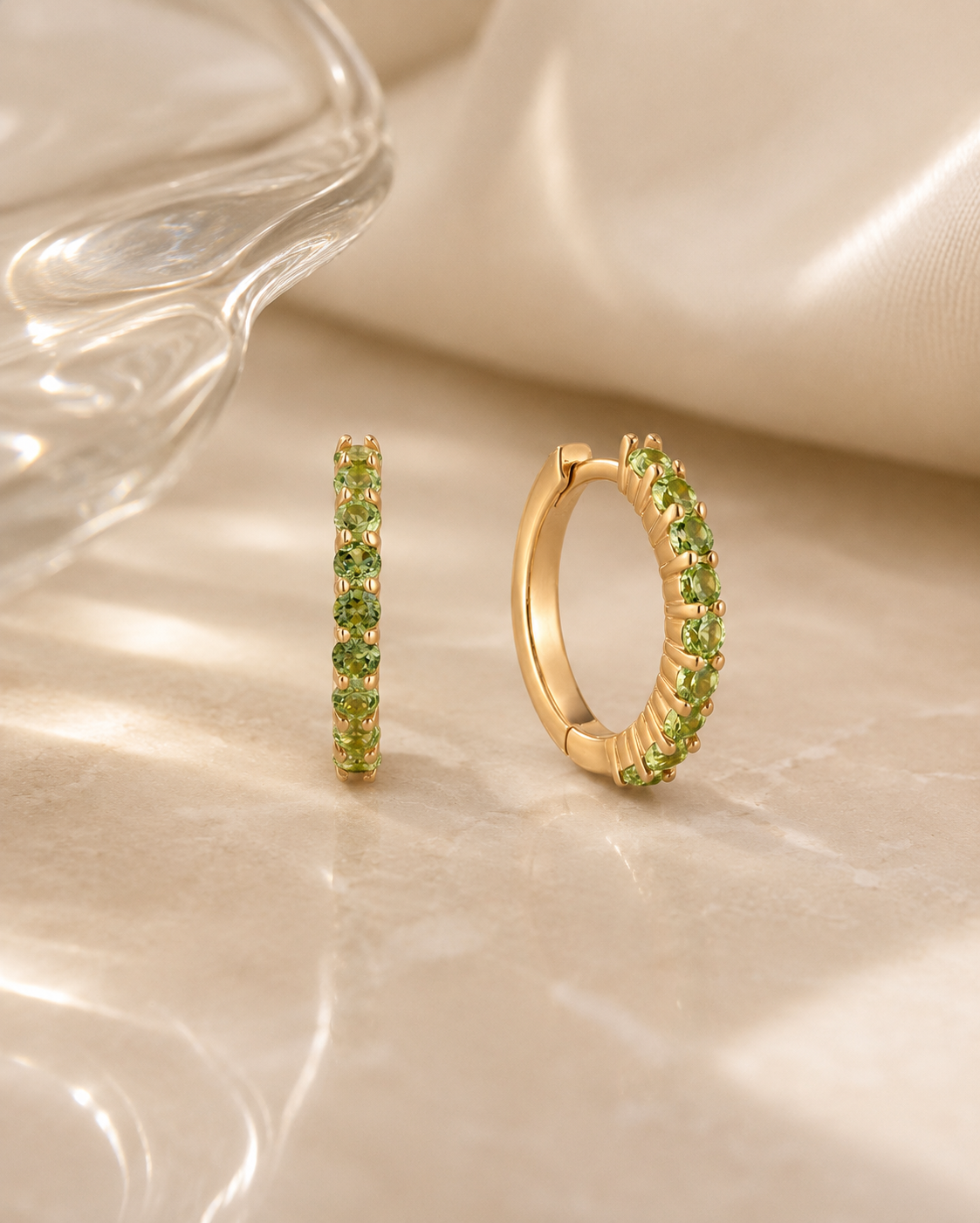August Birthstone Peridot Huggie Earring