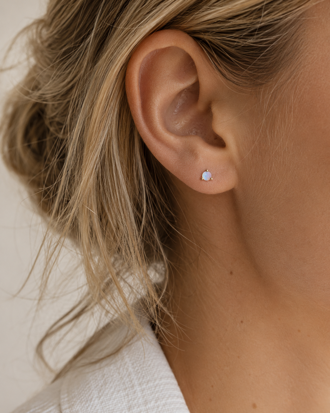 October Birthstone Opal Stud Earring