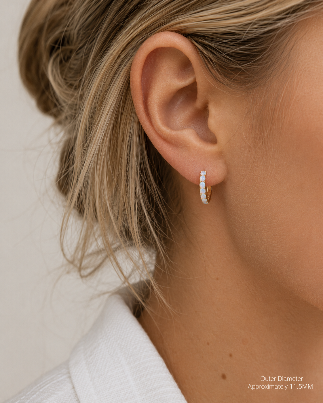 October Birthstone Opal Huggie Earring