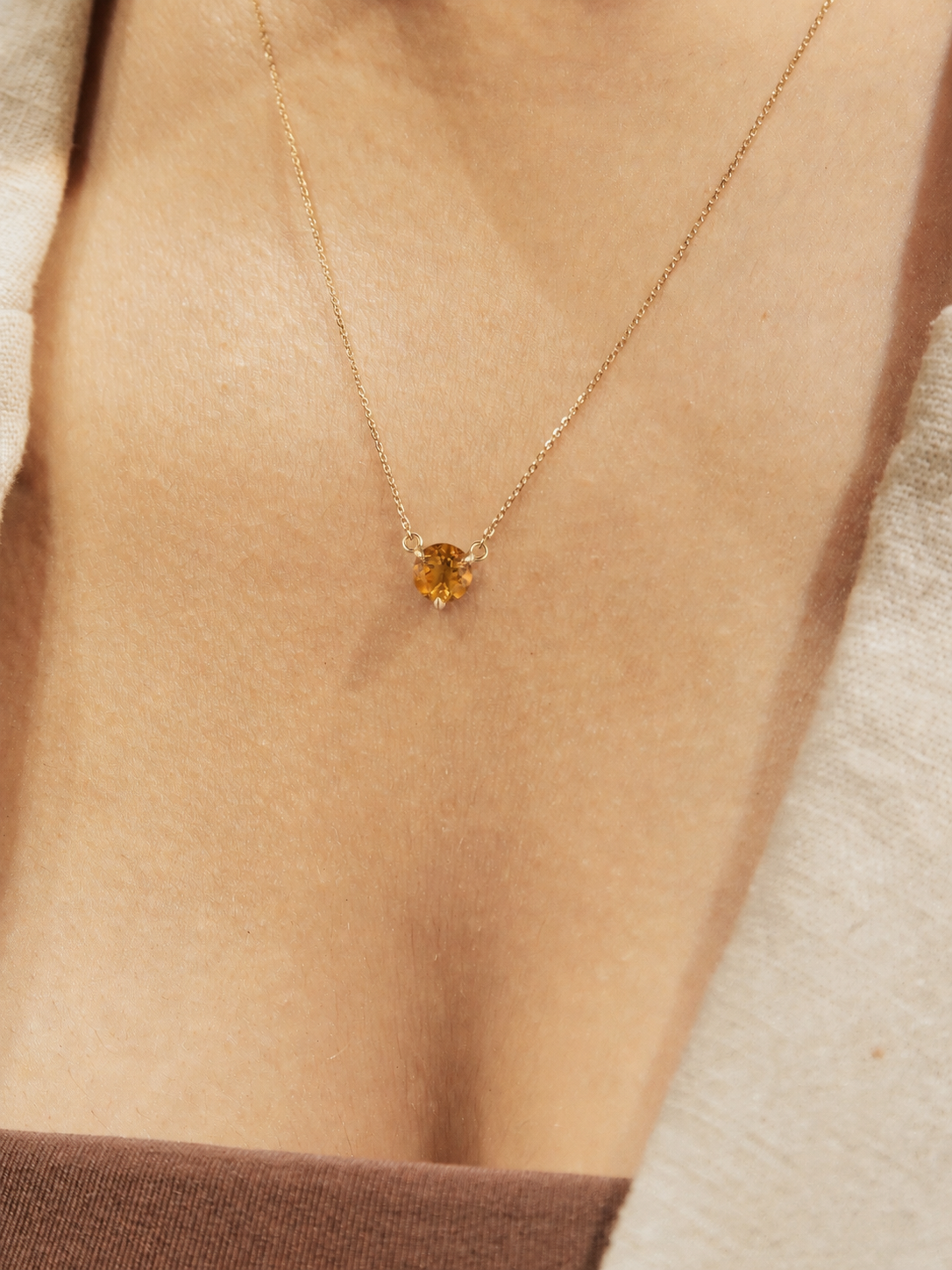 November Birthstone Citrin Solitaire Necklace