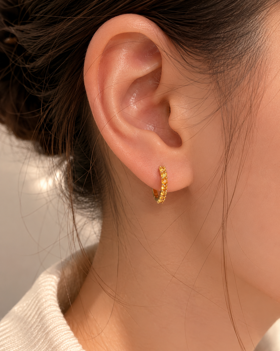 November Birthstone Citrine Huggie Earring