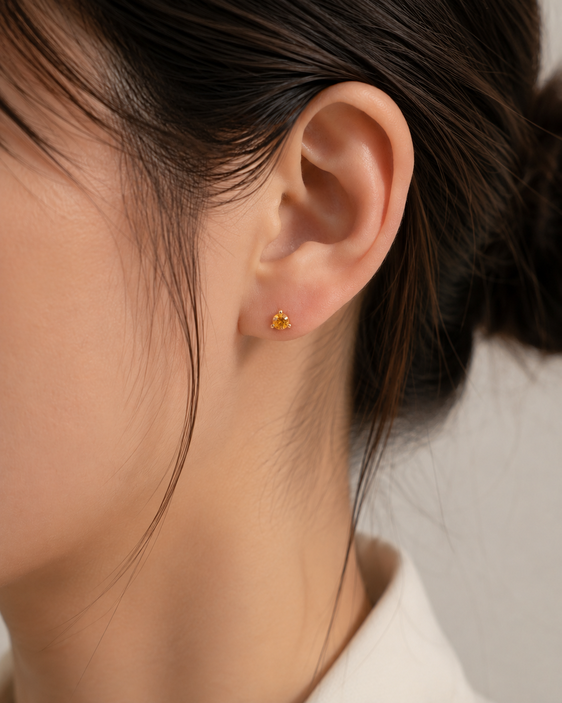 November Birthstone Citrine Stud Earring