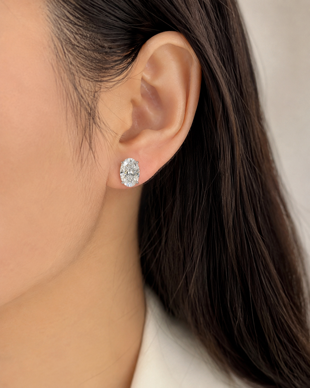 2ct Each Classic Oval Diamond Stud Earring