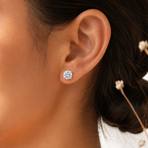2ct Each Round Brilliant Cut Diamond Stud Earrings